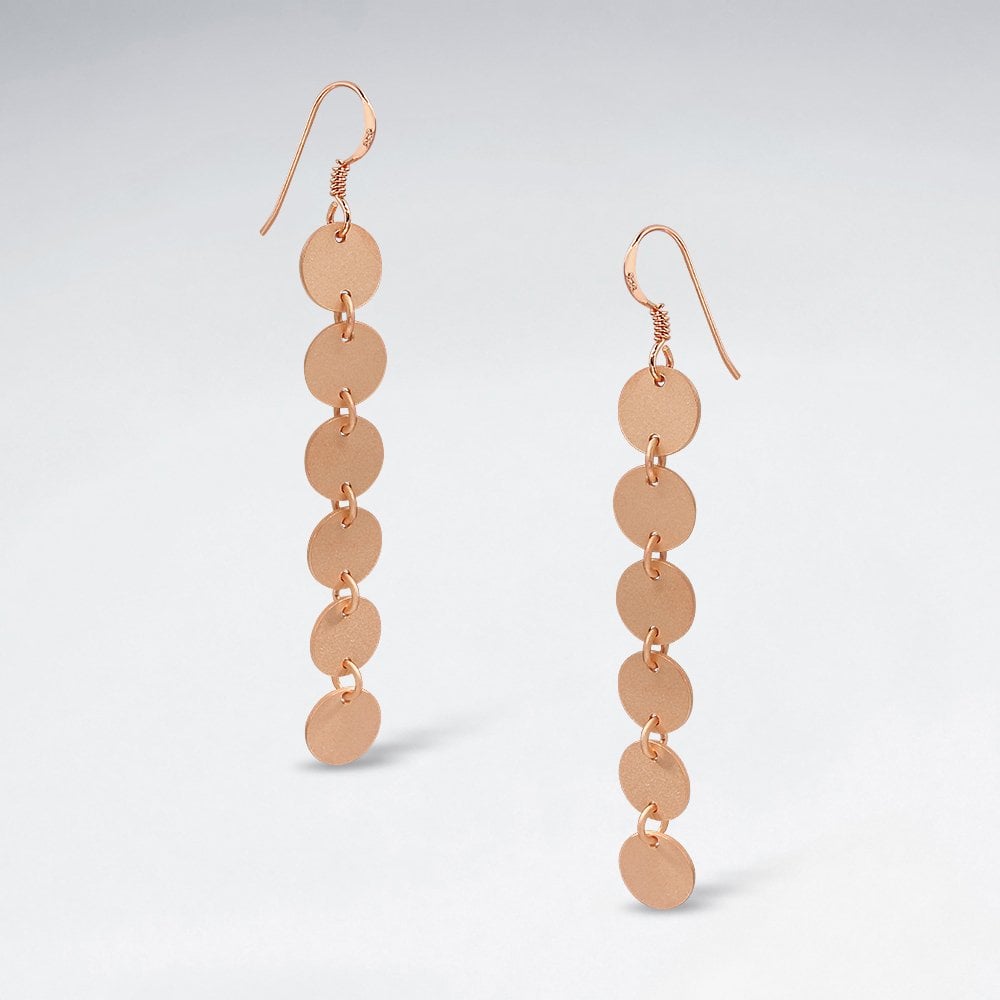 Inspired Long Dangle Drop Multi-Circle Silver Earrings
