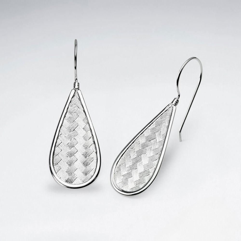 Teardrop Sterling Silver Hook Earrings