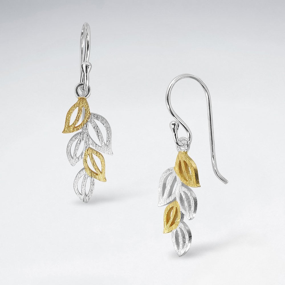 Upscale Leaf Drop Cascading Tiers Dangle Hook Earrings