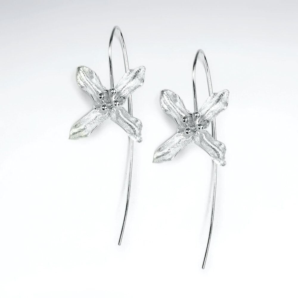 Four Point Flower Threader Sterling Silver