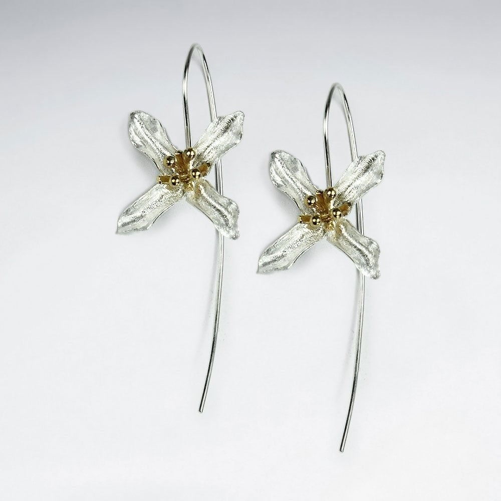 Four Point Flower Threader Sterling Silver