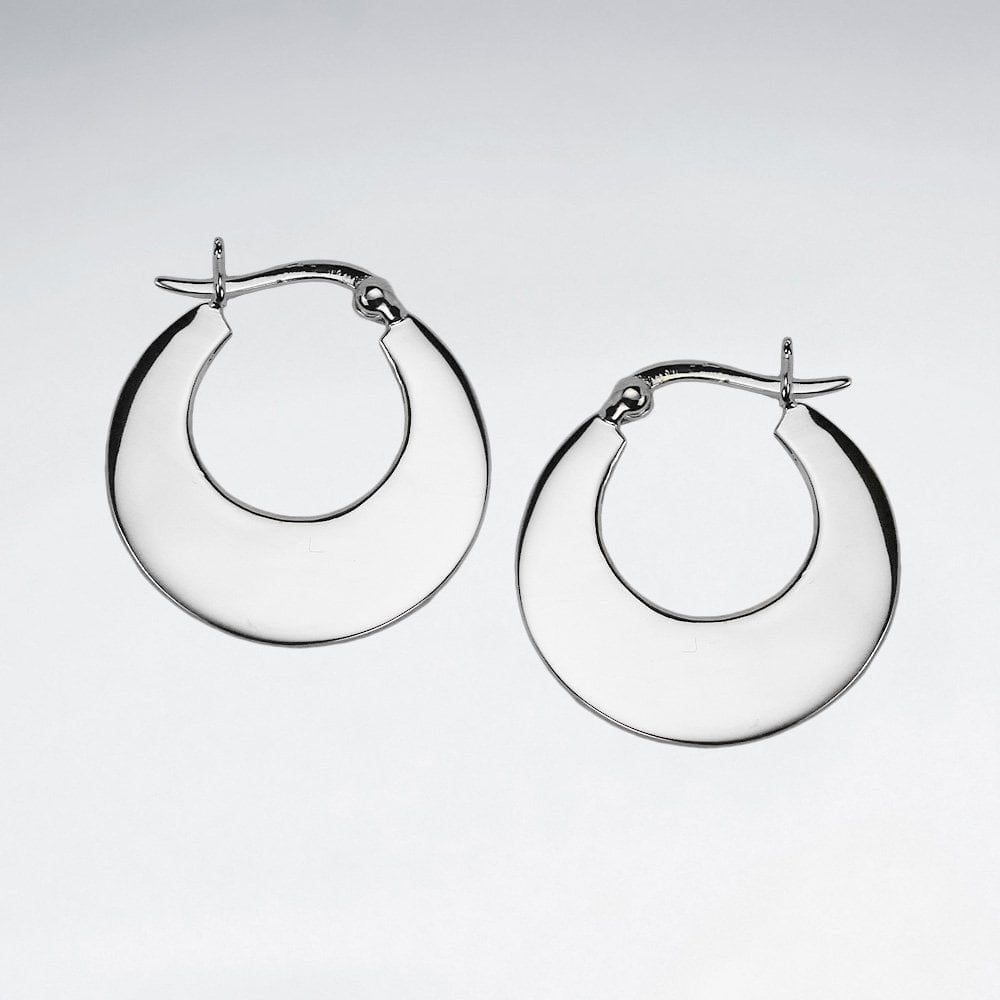 Brushed Silver Open Disc Hoop Earrings
