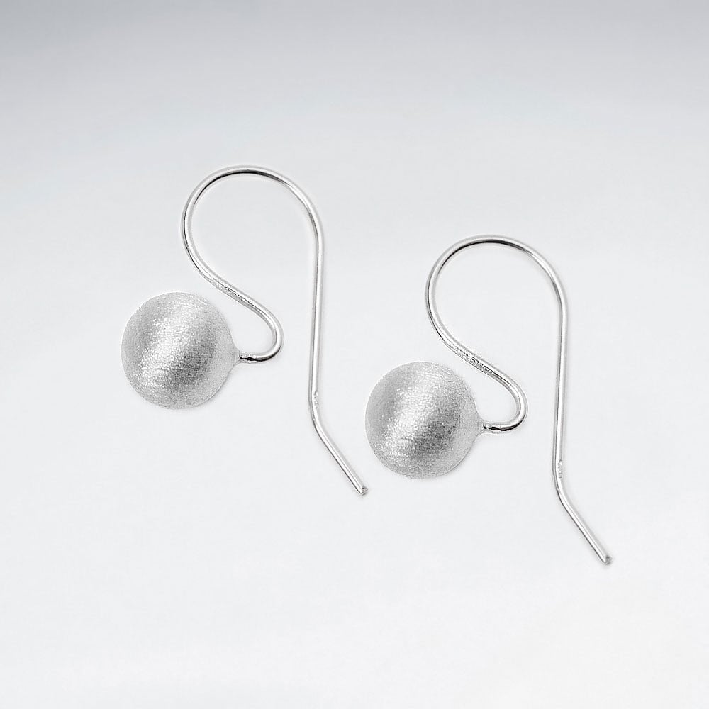 Matte Silver Dangle Textured Ball Earrings