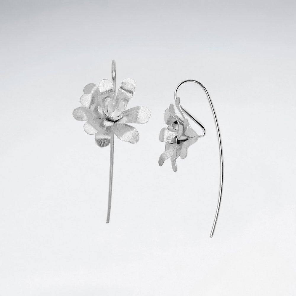 925 Sterling Silver Enchanted Dimensions Flower Earrings