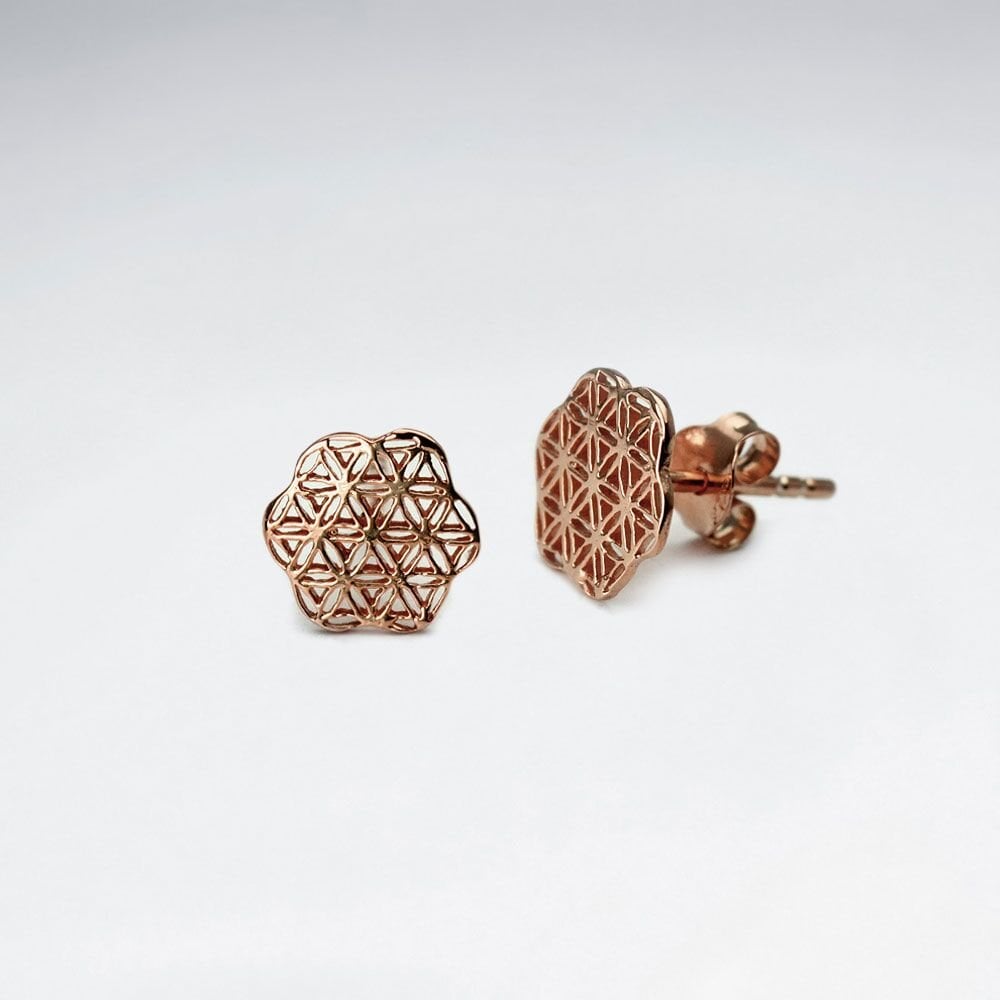 Sterling Silver Filigree Flower Silhouette Stud Earrings