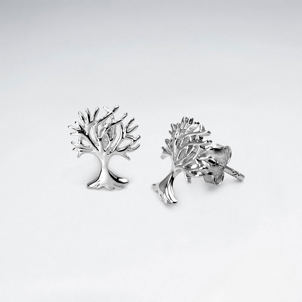 Sterling Silver Seasons Tree Stud Earrings