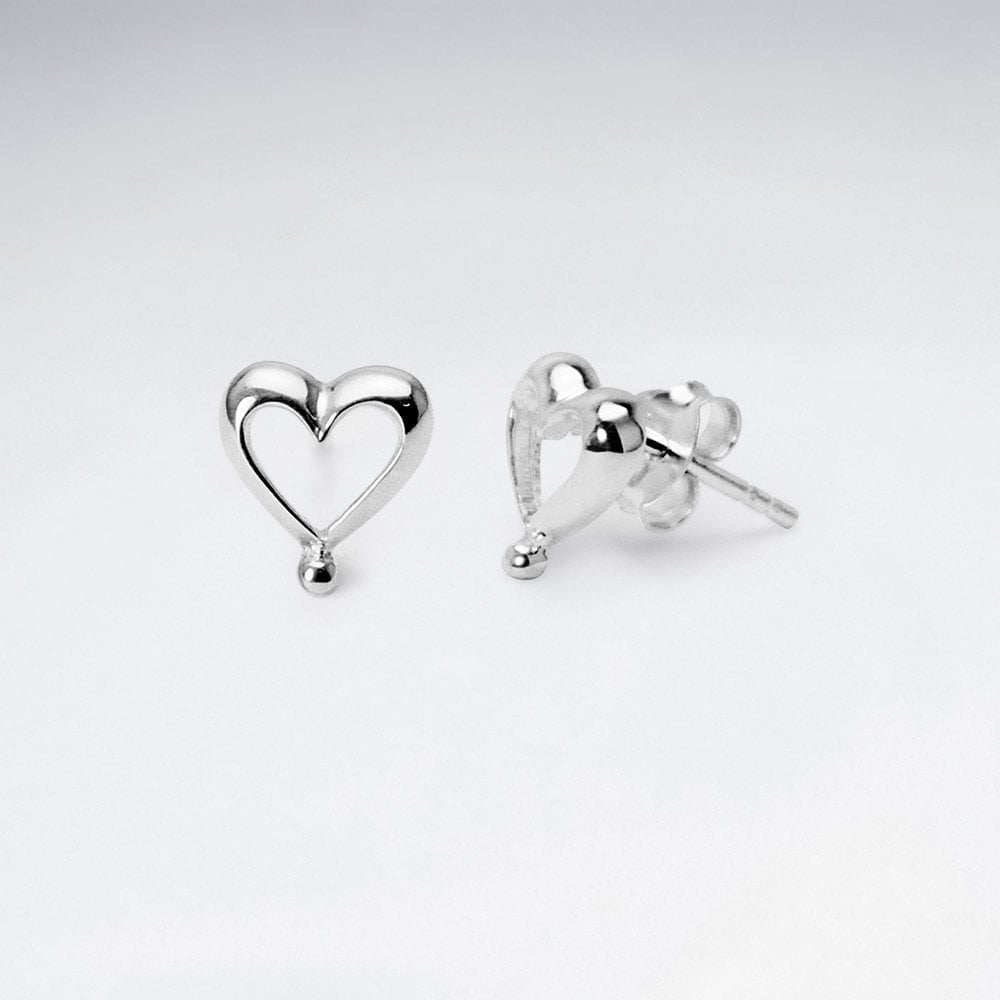 Romantic Hearts Sterling Silver Stud Post Earrings