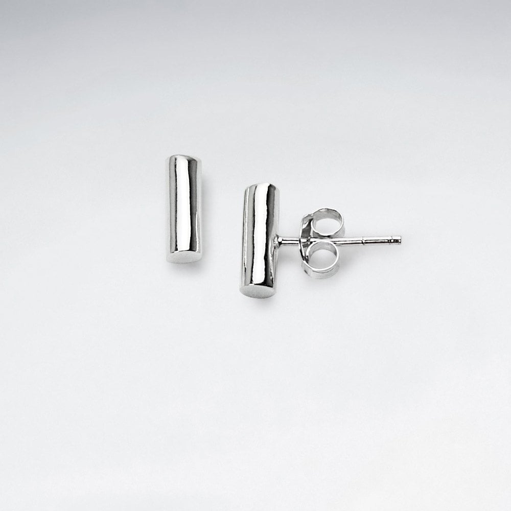 Simple Lines Chunky Vertical Stud Post Earrings in Sterling Silver