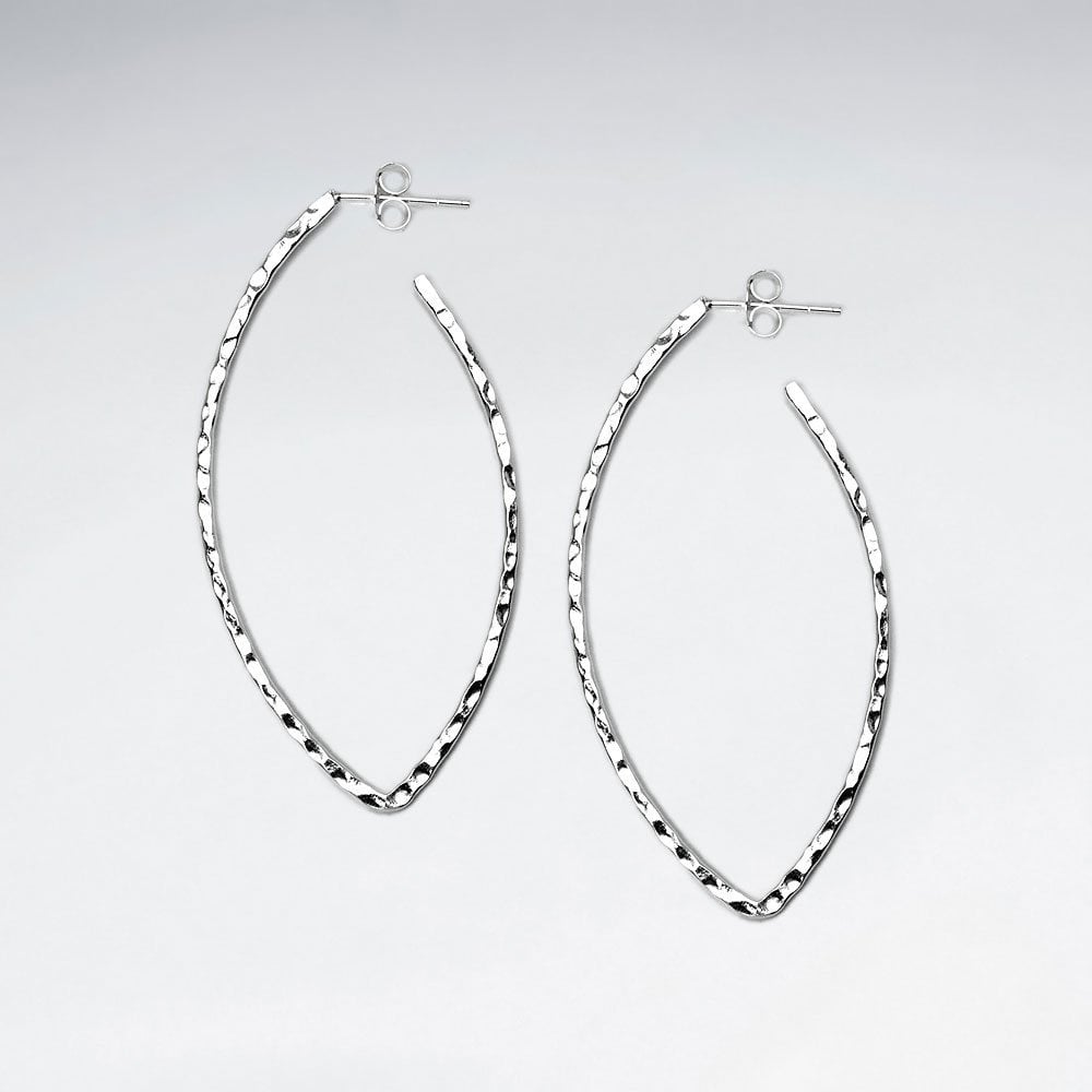 Sterling Silver Hammered Teardrop Openwork Earrings