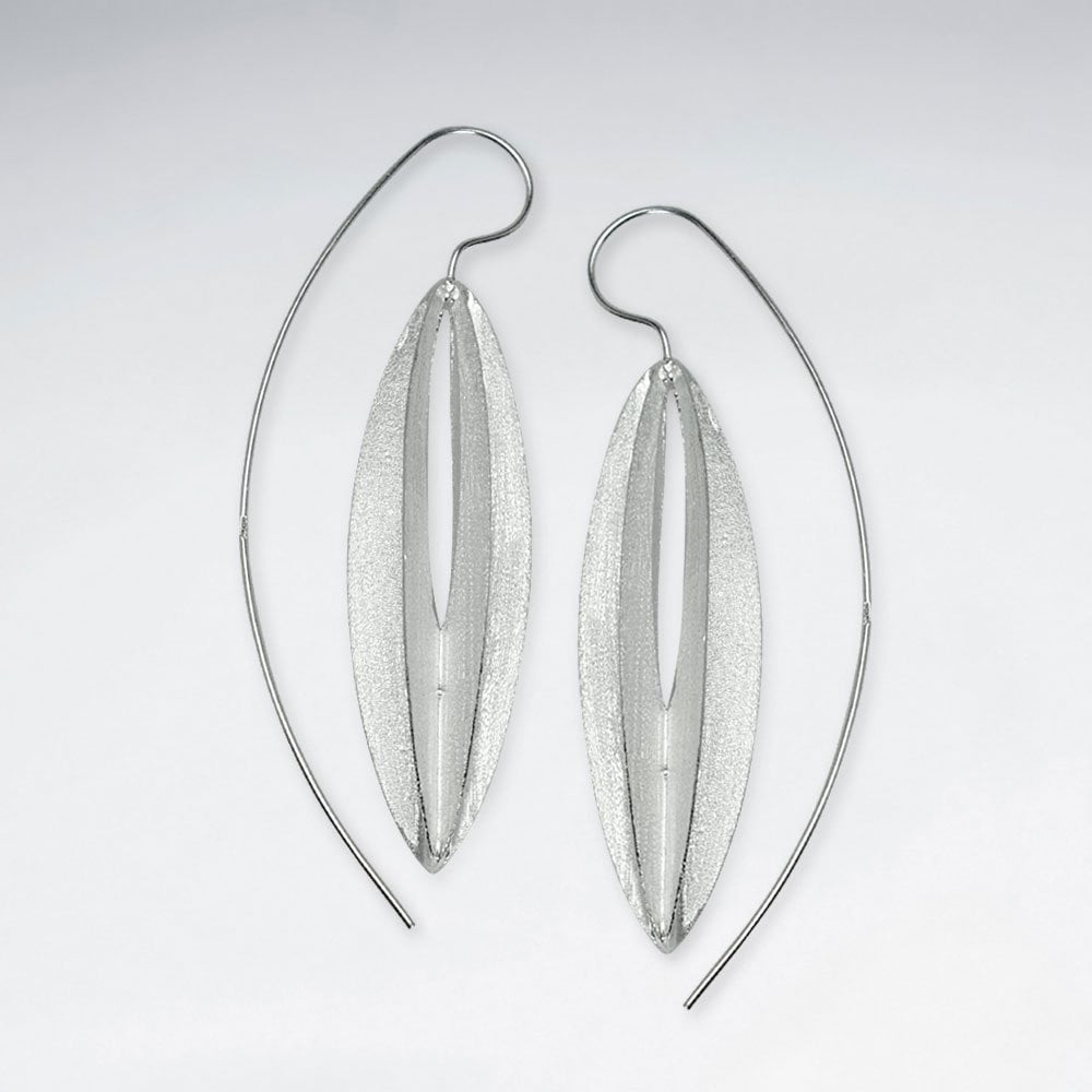 Linear Lines Modern Edge Sterling Silver Threader Statement Earrings