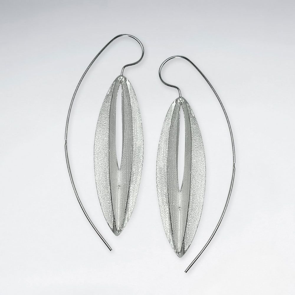 Linear Lines Modern Edge Sterling Silver Threader Statement Earrings