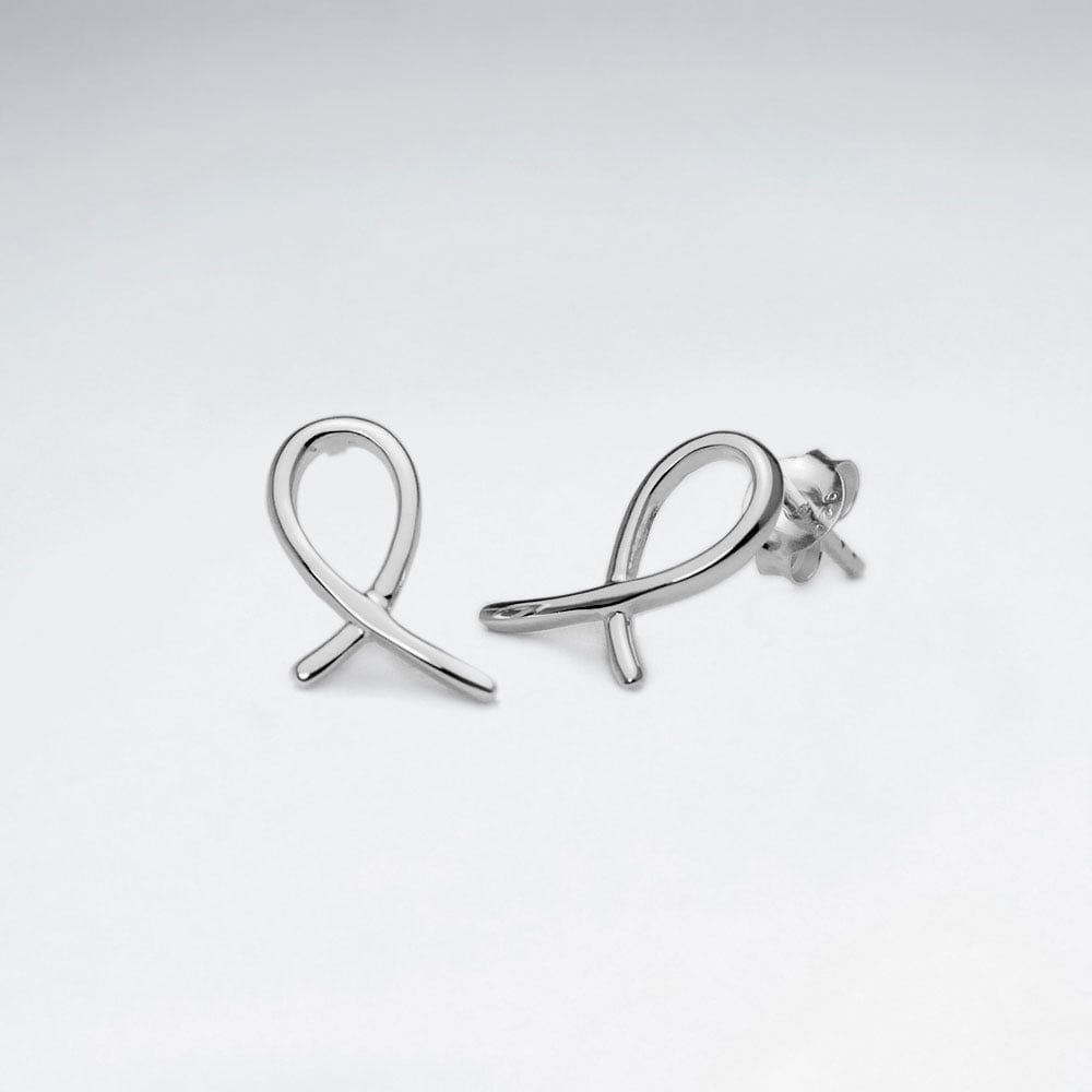 Sterling Silver Looped Ribbon Stud Earrings