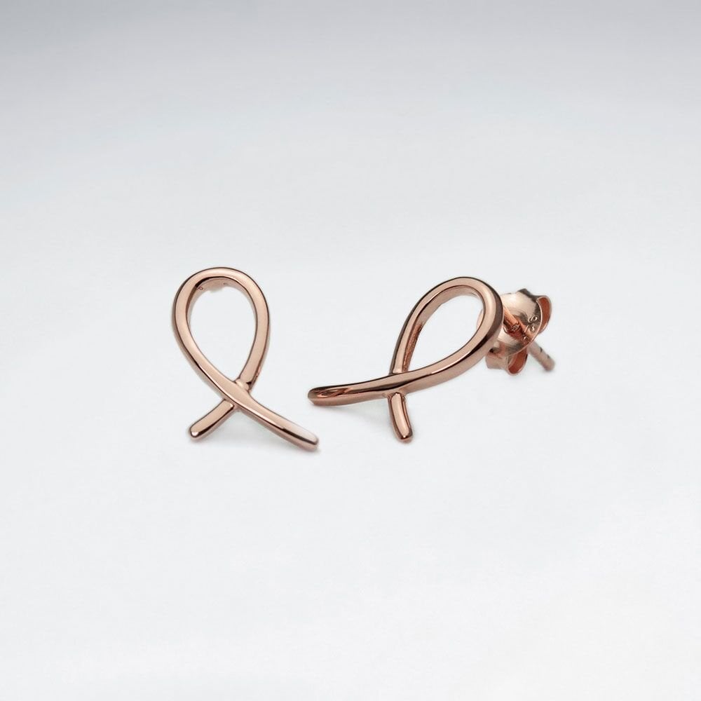 Sterling Silver Looped Ribbon Stud Earrings