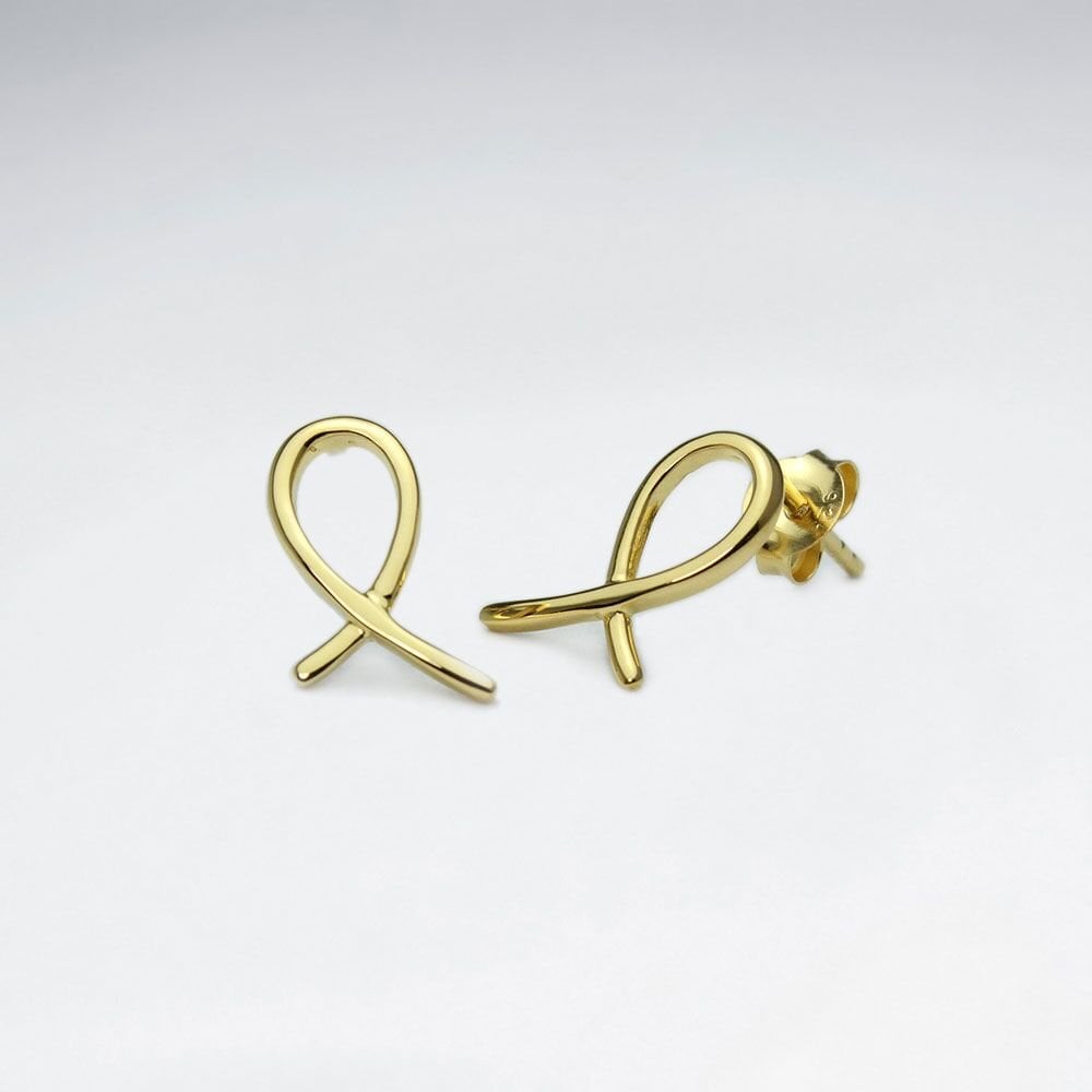 Sterling Silver Looped Ribbon Stud Earrings
