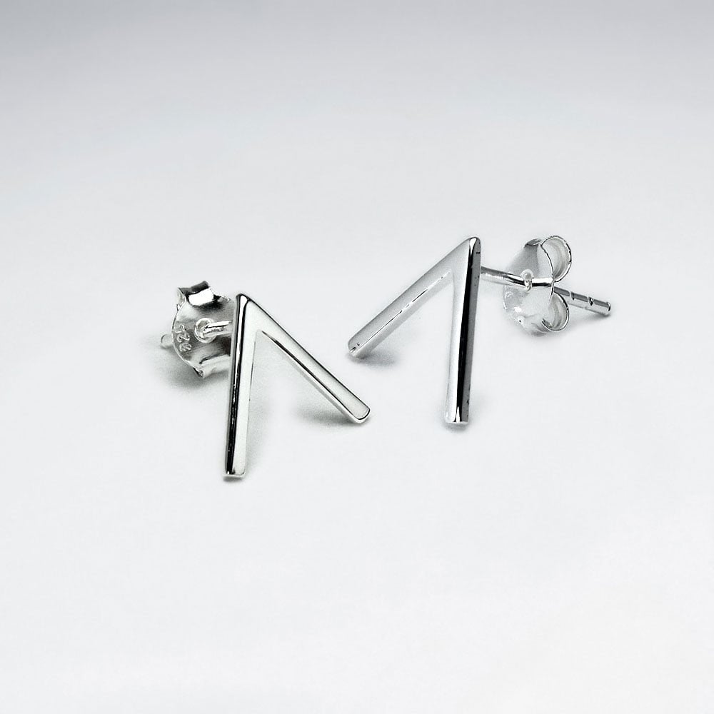 Victorious "V" Sterling Silver Stud Earrings