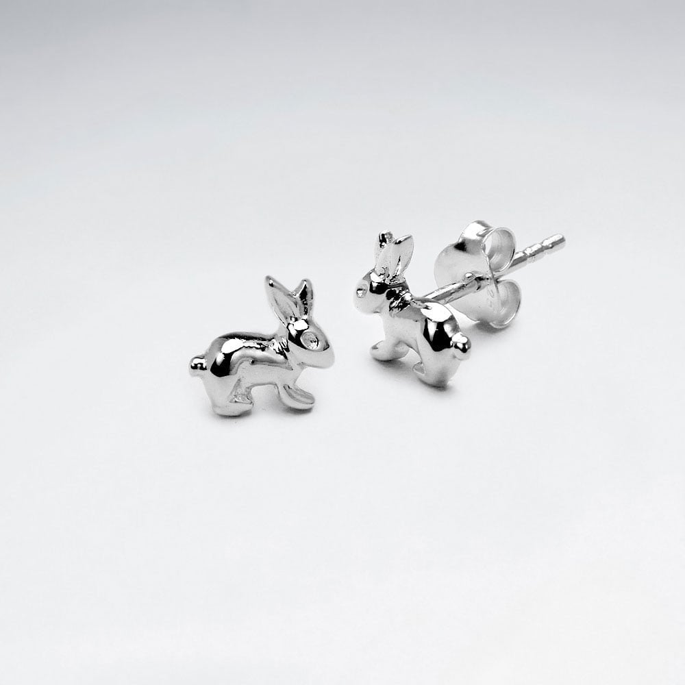 Sterling Silver Hopping Bunnies Stud Earrings