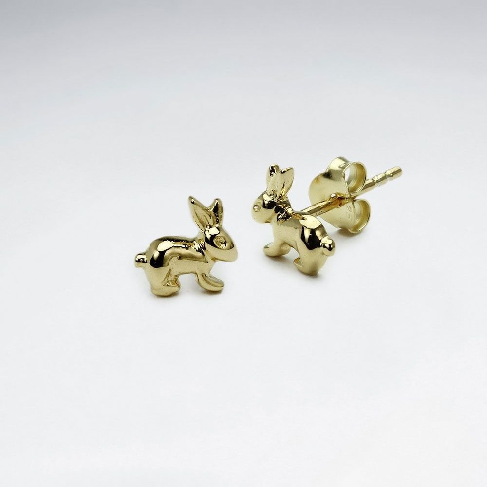 Sterling Silver Hopping Bunnies Stud Earrings