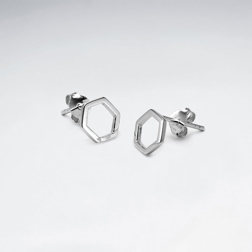 Karma Geometric Silver Stud Earrings