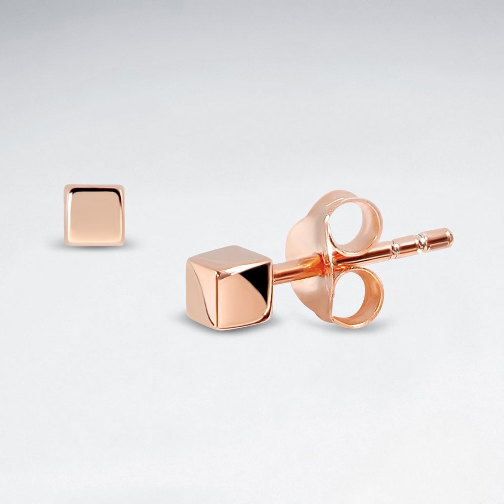 Square Boxed Sterling Silver Small Stud Earrings