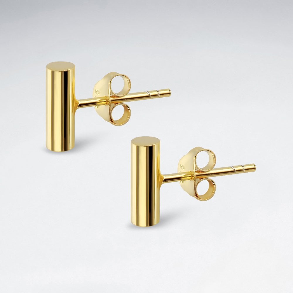 Simple Lines Chunky Vertical Stud Post Earrings in Sterling Silver