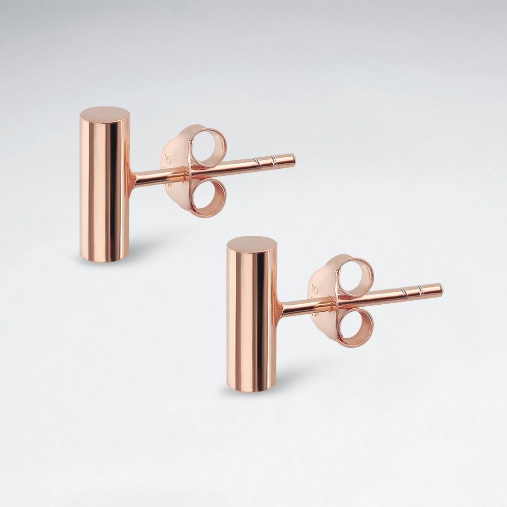 Simple Lines Chunky Vertical Stud Post Earrings in Sterling Silver