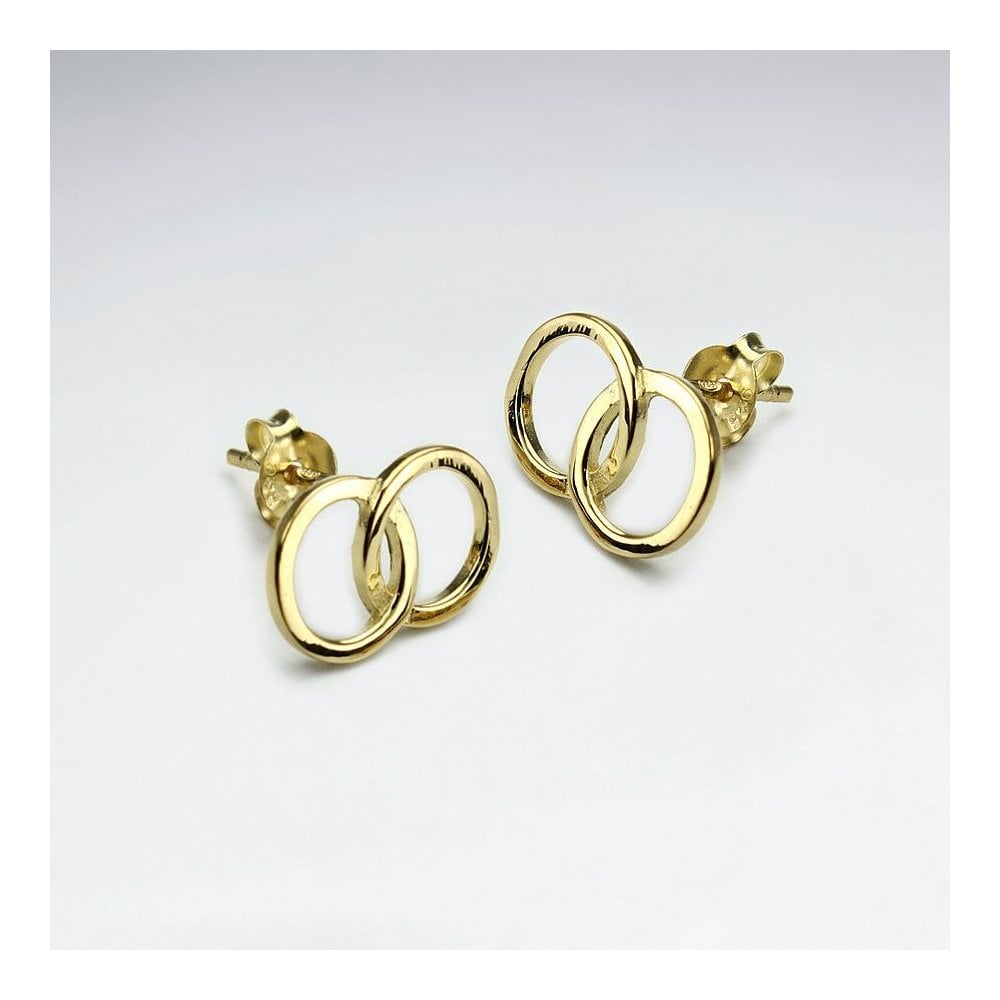 Sterling Silver Linked Ring Stud Earrings