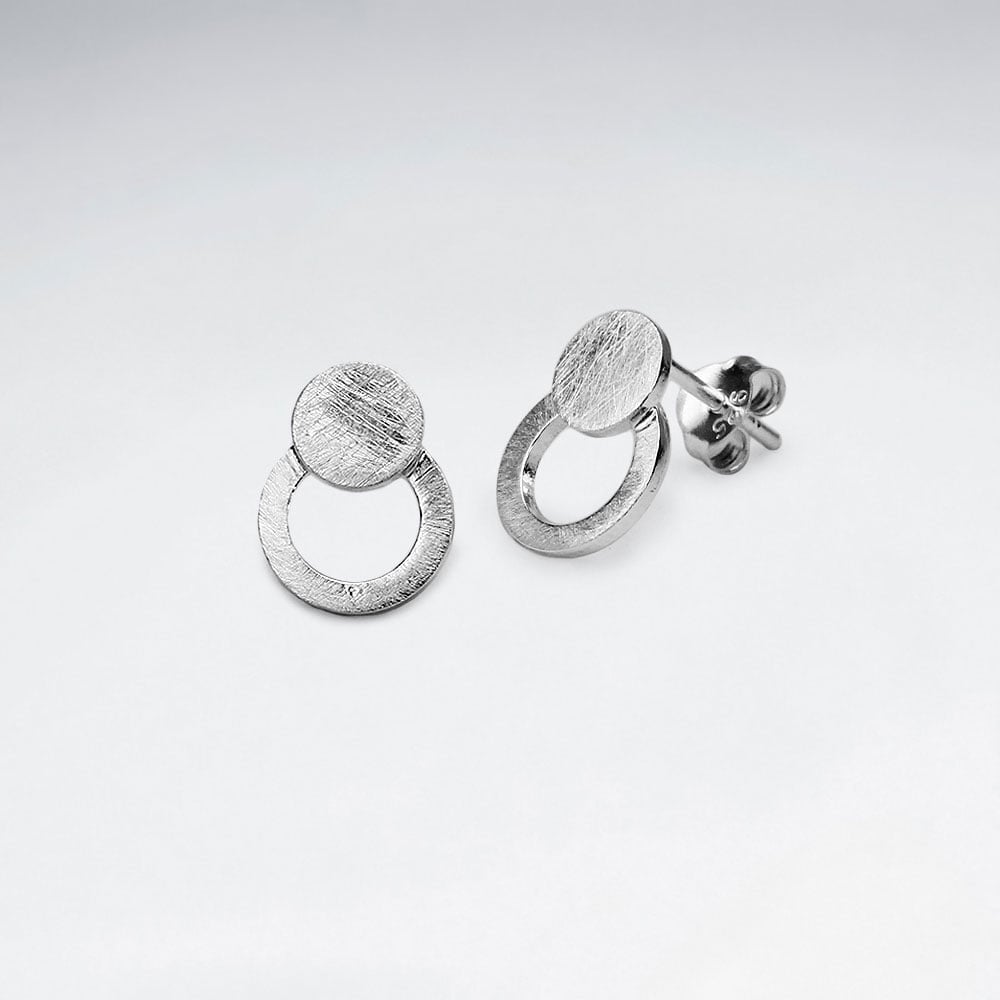 Sterling Silver Openwork Circle and Circle Dainty Stud Earrings