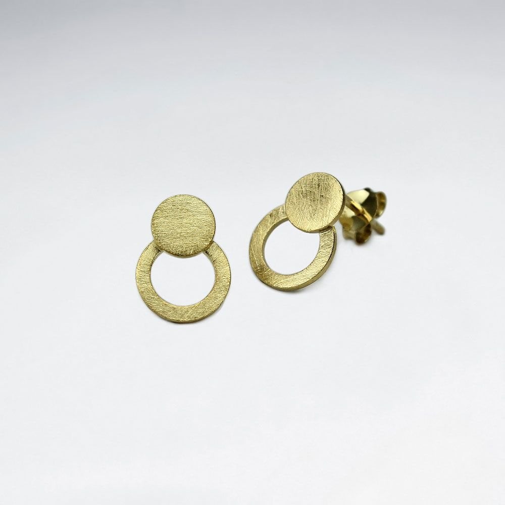Sterling Silver Openwork Circle and Circle Dainty Stud Earrings