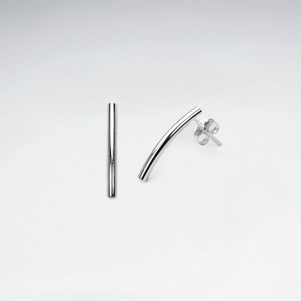 Sterling Silver Sculptural Bar Earrings