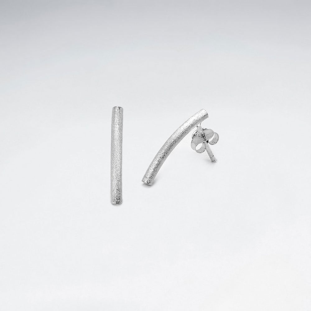 Sterling Silver Sculptural Bar Earrings