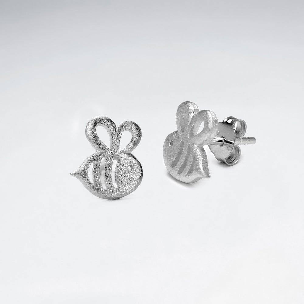 Sterling Silver Matte    Bumblebee Earrings