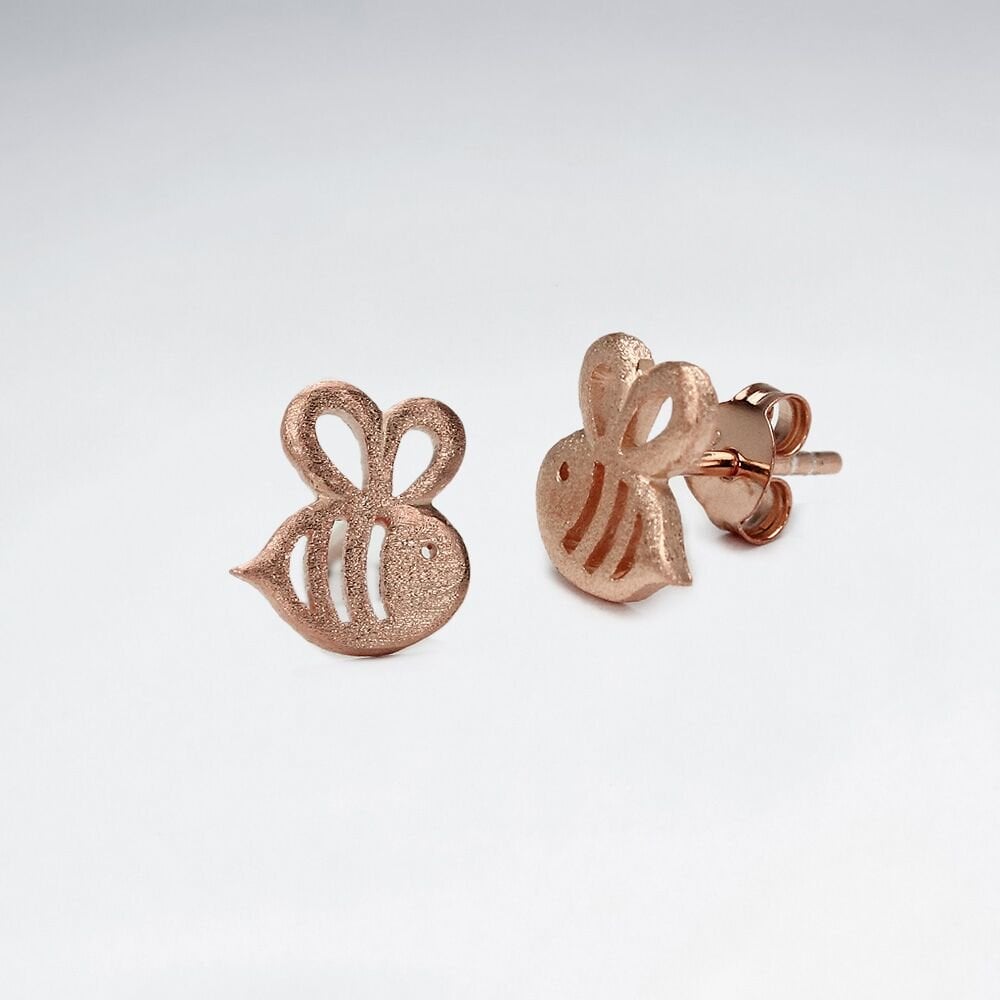Sterling Silver Matte    Bumblebee Earrings