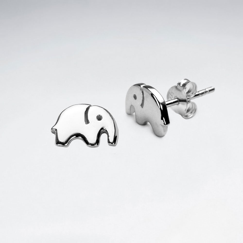 Sterling Silver Cute Elephant Earrings