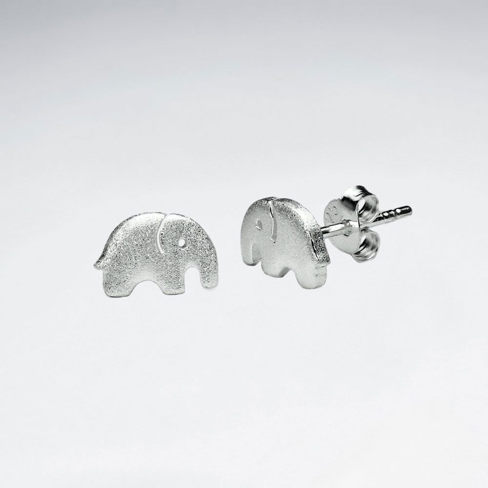Sterling Silver Cute Elephant Earrings