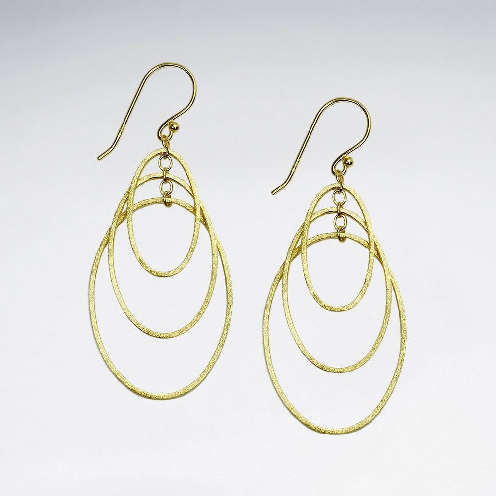 Triple Gradual Openwork Oval Sterling Silver Hook Earrings