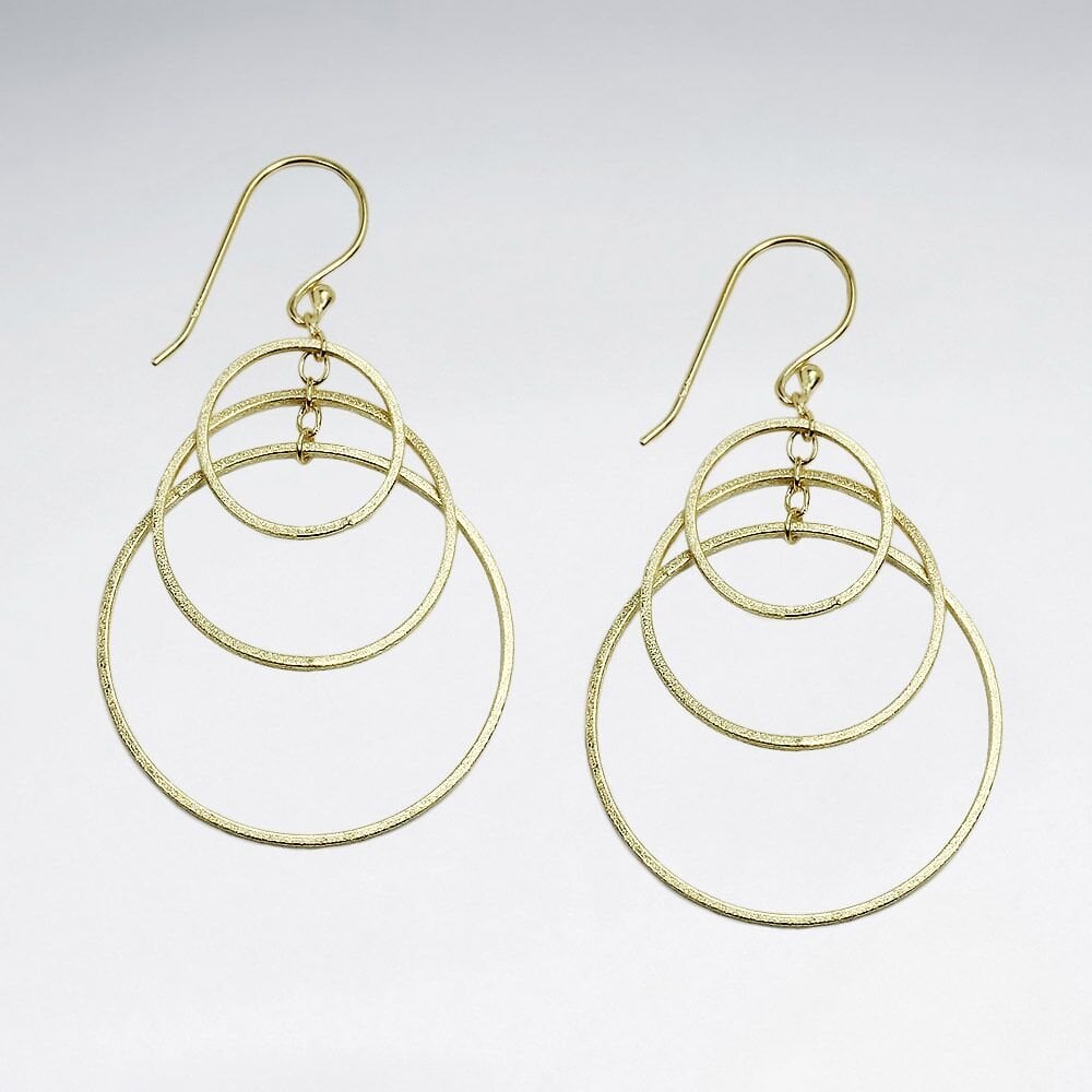 Triple Gradual Openwork Circle Sterling Silver Hook Earrings