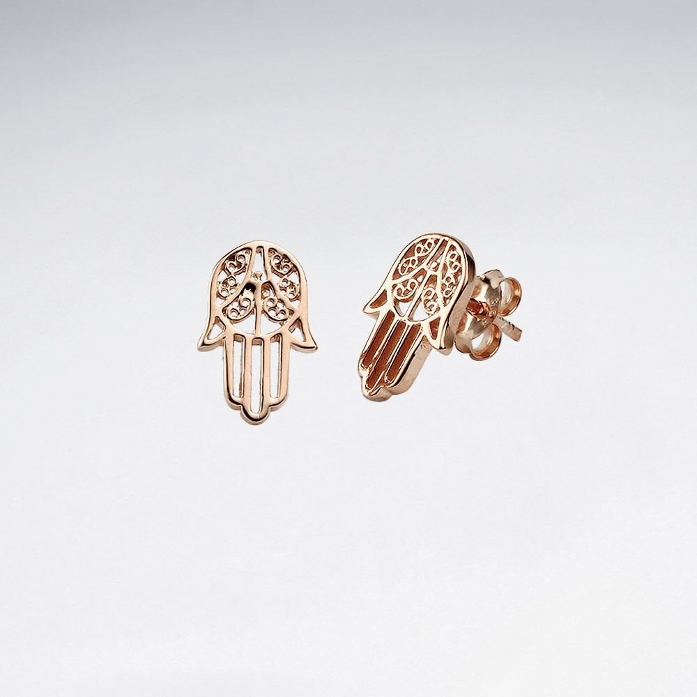 Sterling Silver Hand of Fatima Stud Earrings