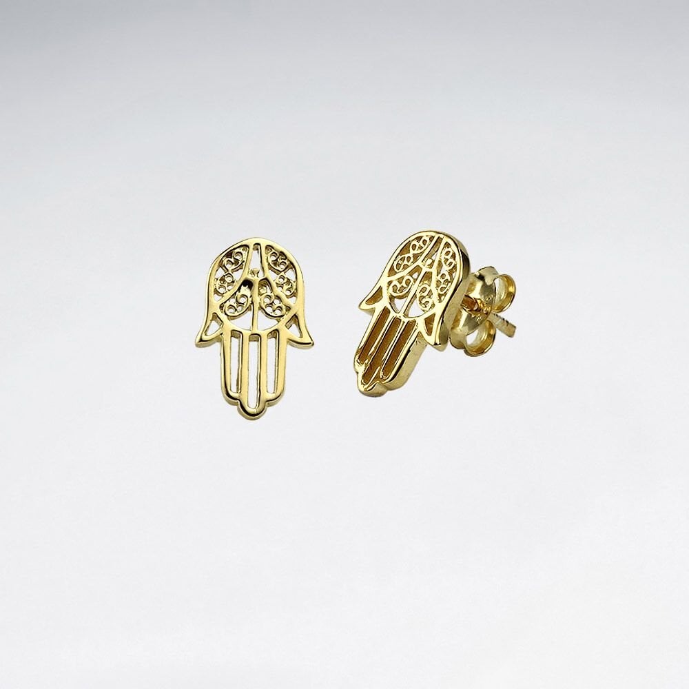 Sterling Silver Hand of Fatima Stud Earrings