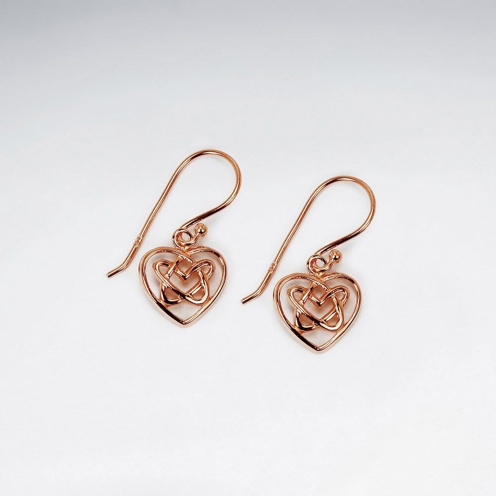 Sterling Silver Celtic Knot Openwork Heart Dangle Earrings