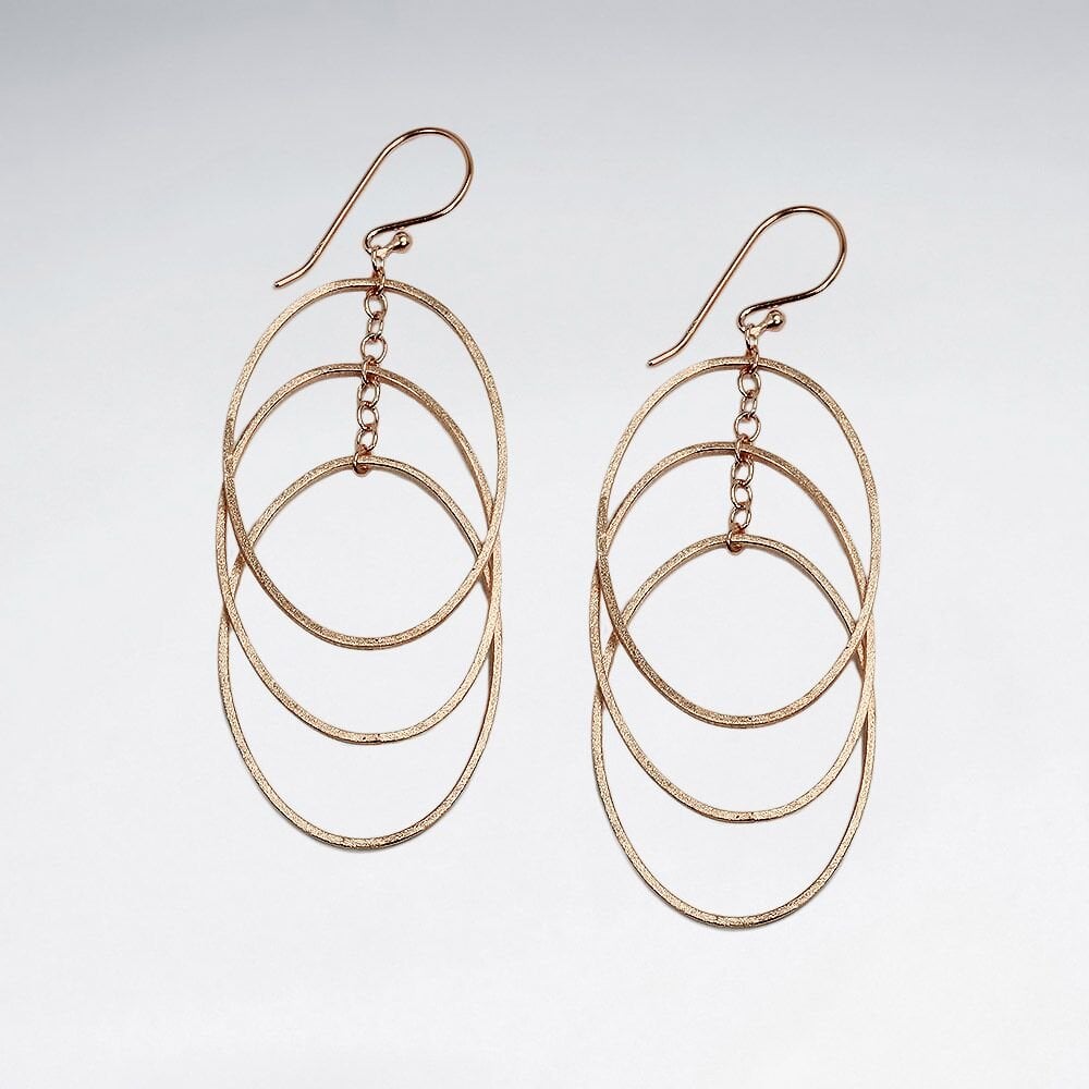 Silver Triple Overlap Hoop Inspired Dangle Earrings