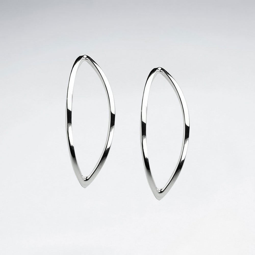 Sterling Silver Curvy Marquis Openwork Earrings