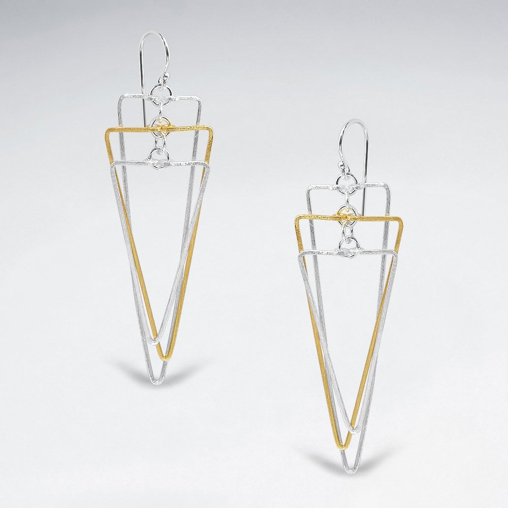 Sterling Silver Elongated Triangle Openwork Earrings