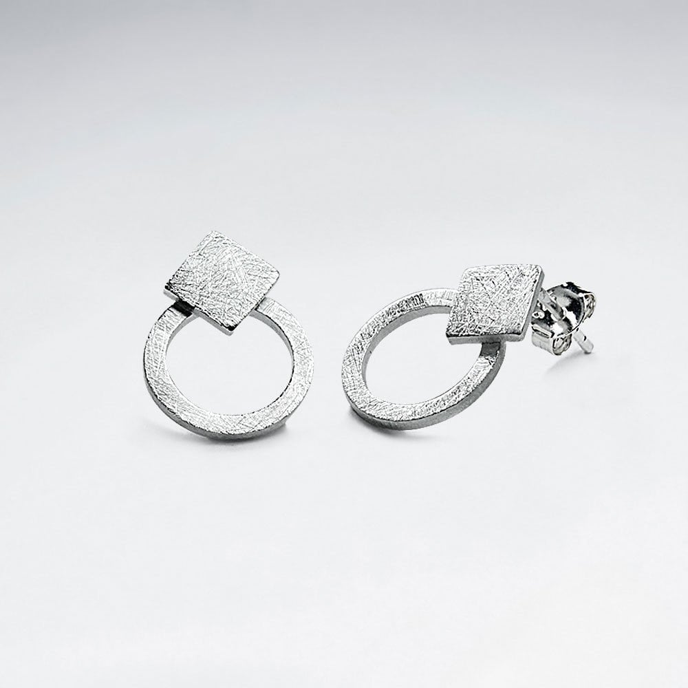 Bushed Open Circle  Silver Earring