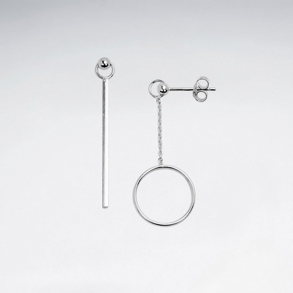 Sterling Silver Openwork Circle & Chain Dangle Earrings