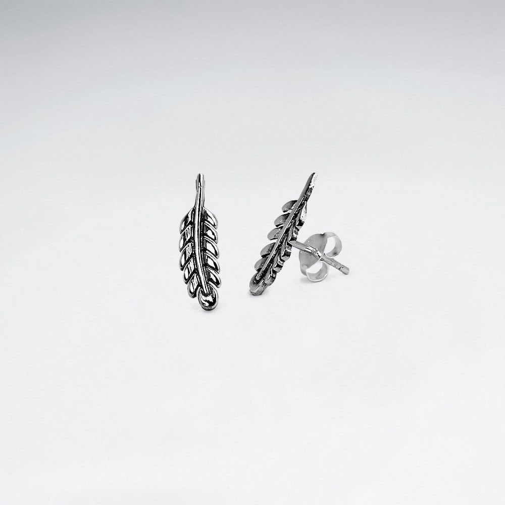 Sterling Silver Mini Feather Stud Earrings