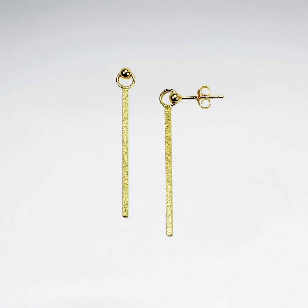 Long Sterling Silver Stud & Bar Earrings