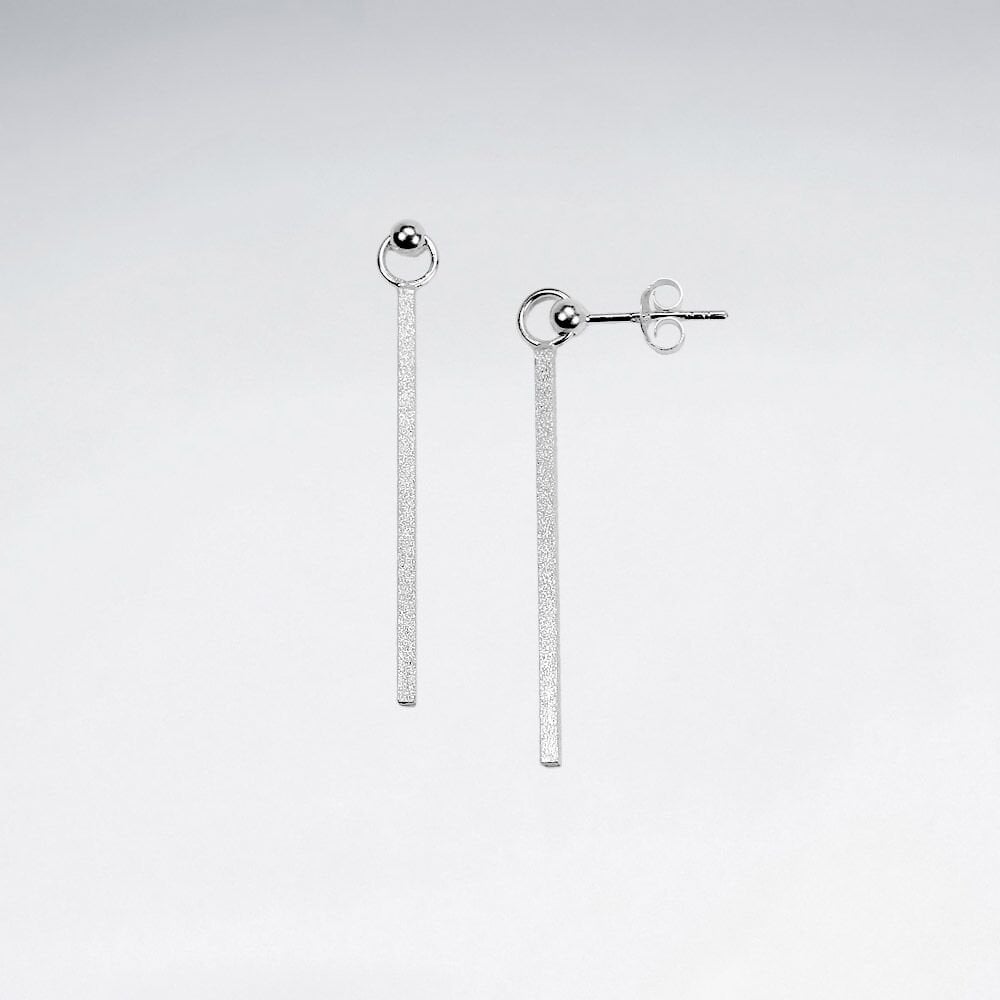 Long Sterling Silver Stud & Bar Earrings