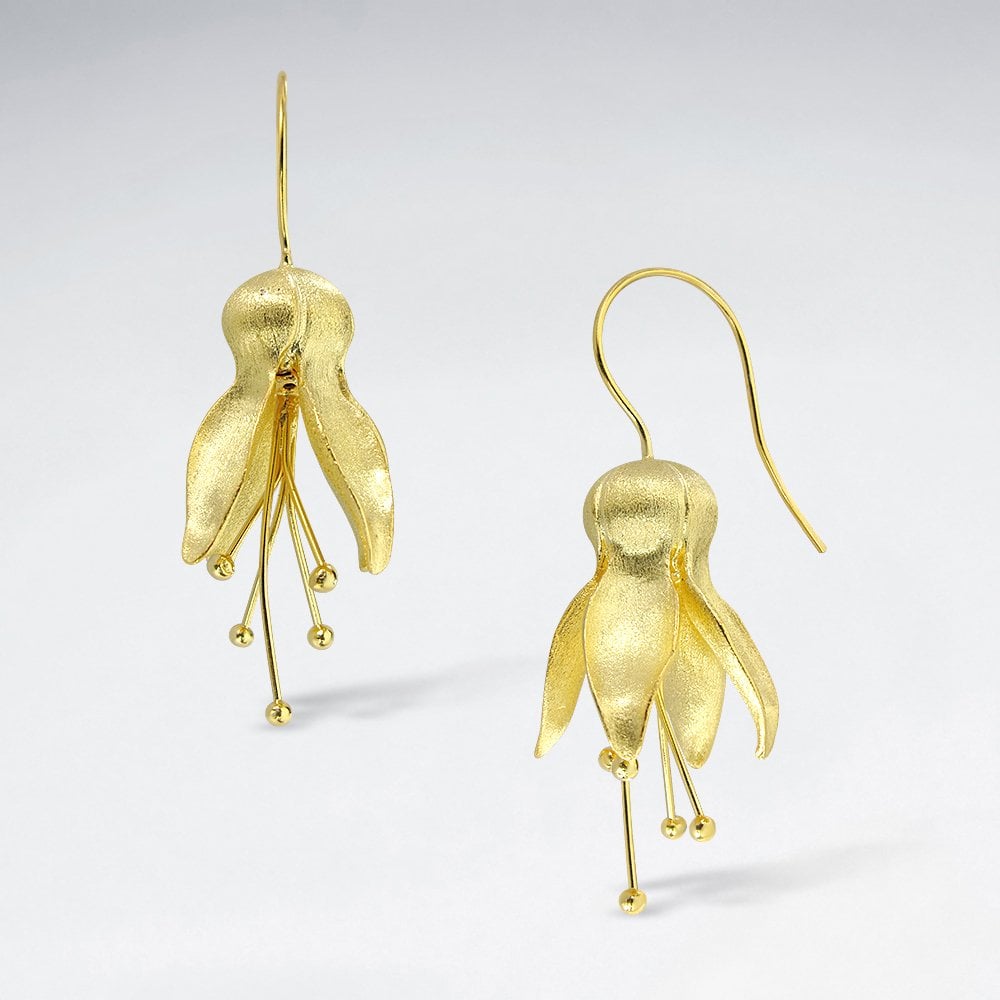 Sterling Silver Dangle Hook Lily Blossom Earrings