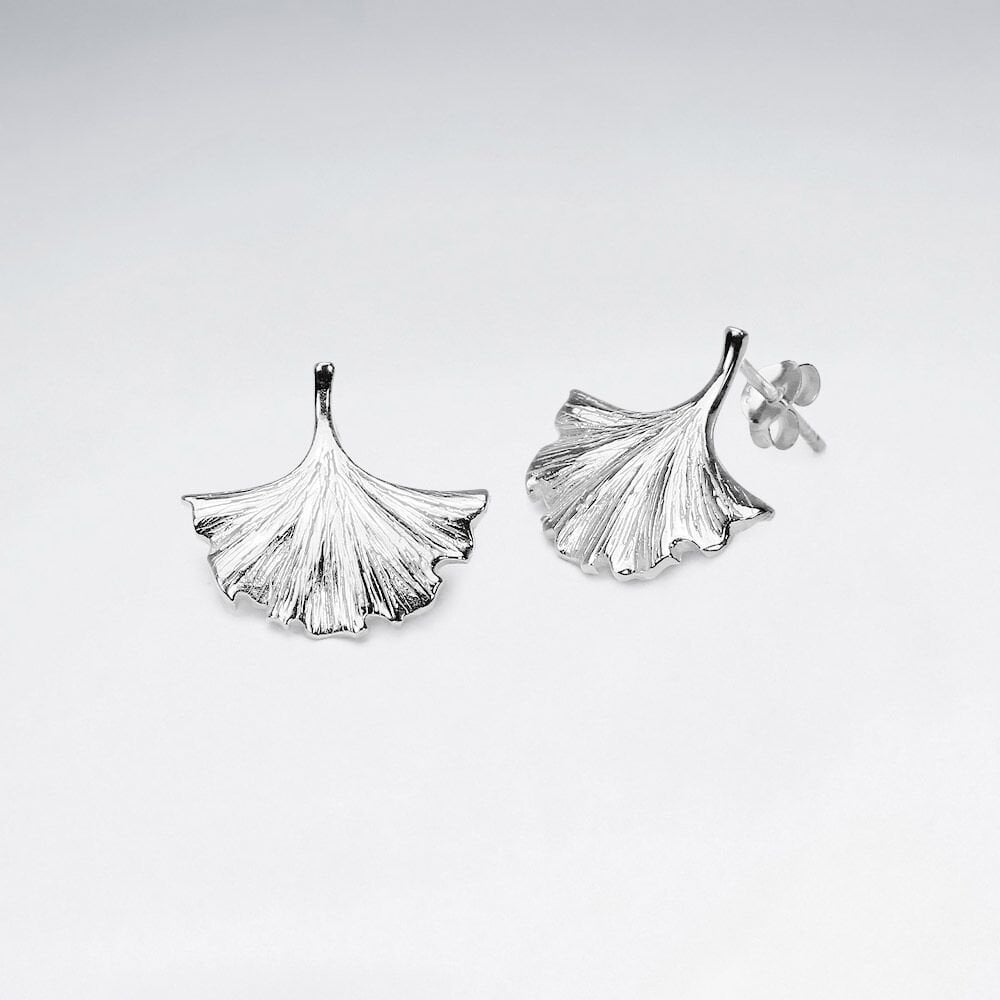Vintage Inspired Gold Tone Sterling Silver Palm Fan Earrings