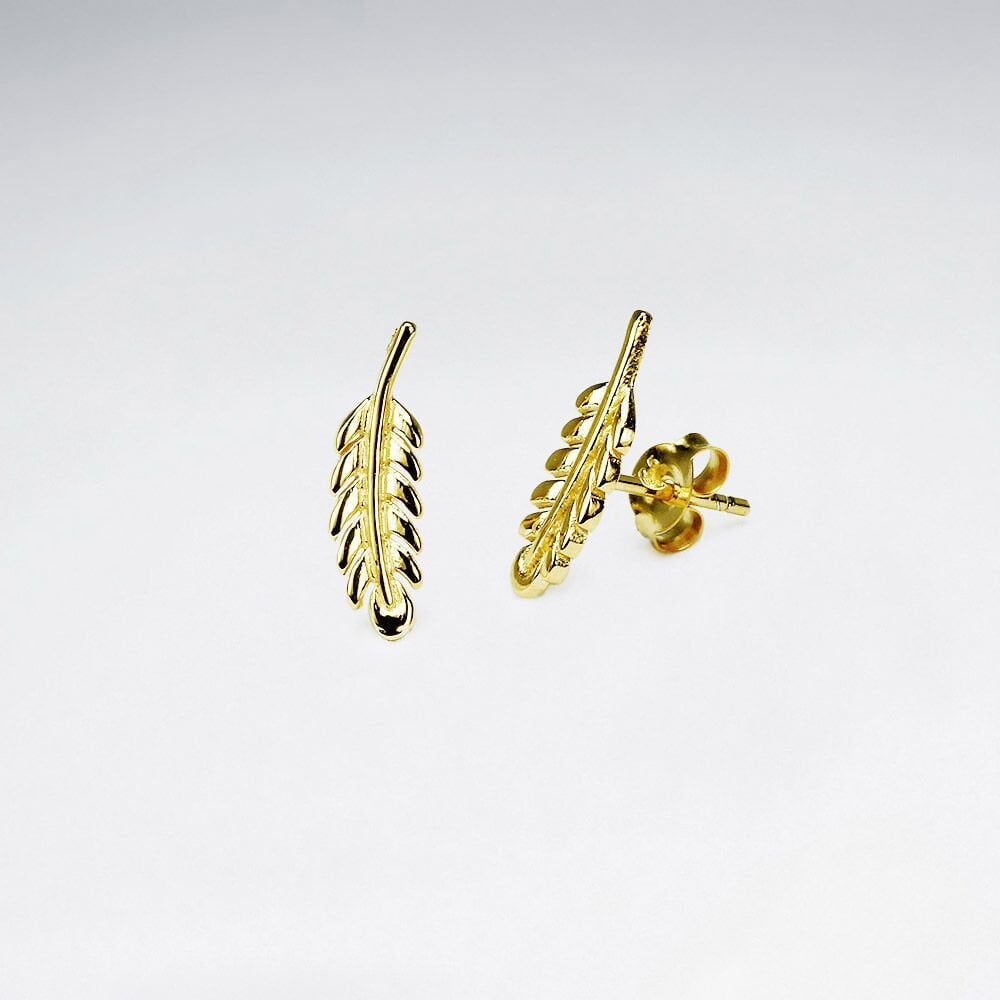 Sterling Silver Mini Feather Stud Earrings